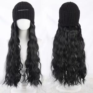 Black Beanie Wig Synthetic 22 Inch